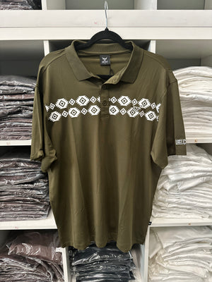 Aztec Polo - Olive Green