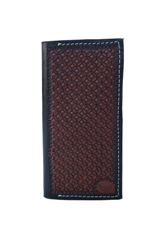 Handmade Tooled Long Wallet Stars Black